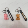 Trendy checkerboard cartoon bear figurine soft rubber keychain bear three-dimensional figurine pendant Specification image